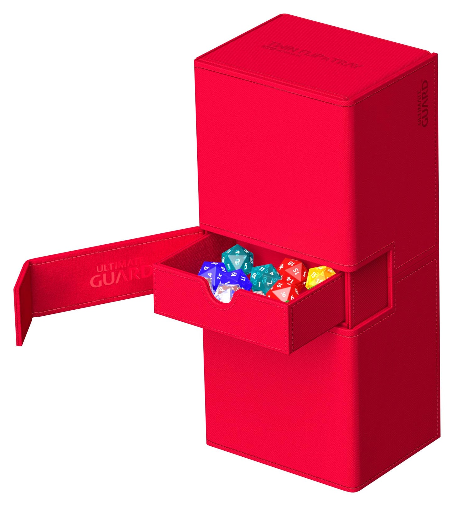 Ultimate Guard Twin Flip'N'Tray 266+, Deck Case For 266 Double-Sleeved Tcg Cards + Dice Tray, Red, Independent Magnetic Closure