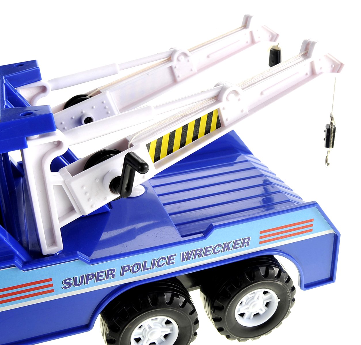 PowerTRC Police Tow Truck Toy for Boys Ages 3-5 | 13 inch Push & Go Realistic Friction Powered Wrecker with Working Winch Adjust