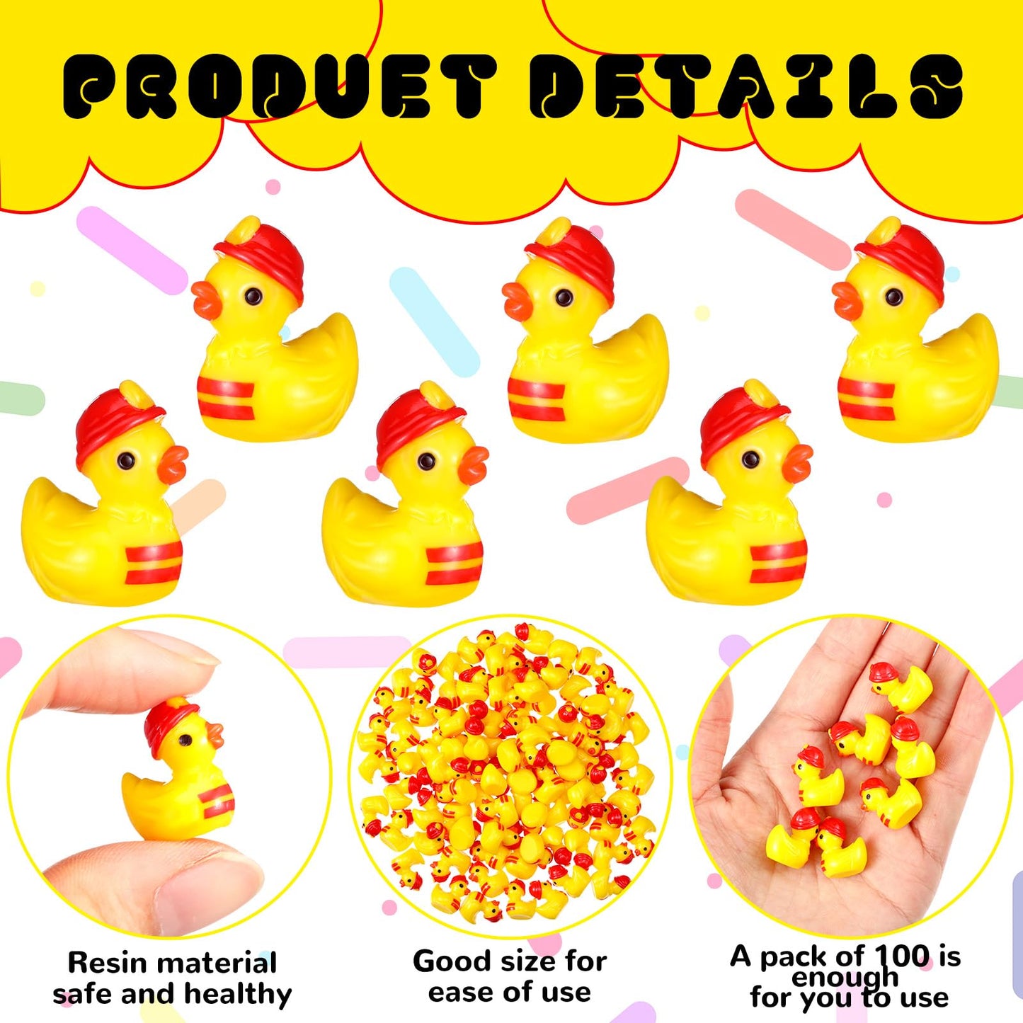 VioraWhite 100 Pcs Themed Ducks Mini Resin Ducks Figures Tiny Resin Figures Party Favors Party Decorations for Crafts Making DIY