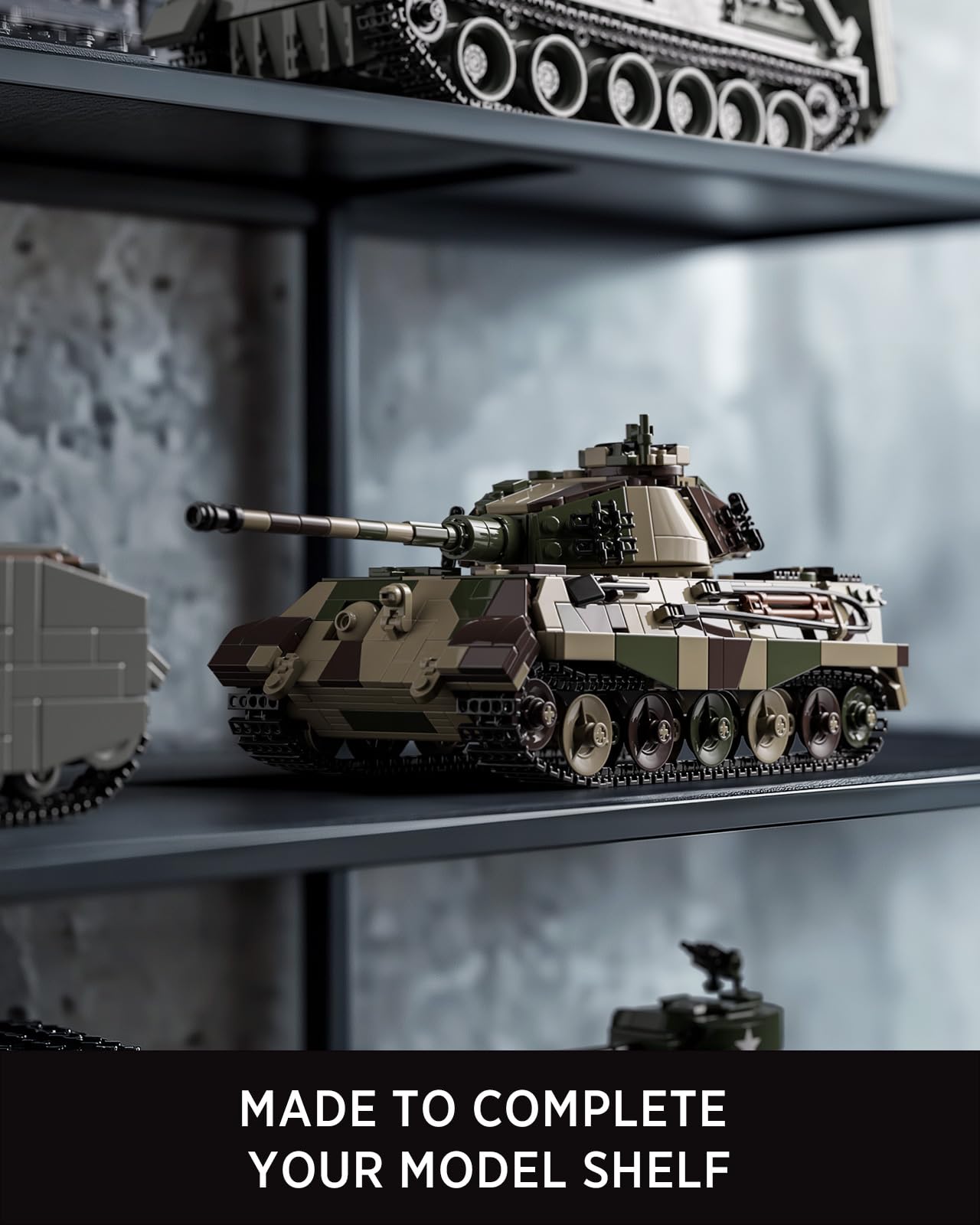 Nifeliz King Tiger Tank Model Toy, WW2 Military Building Set, 1267 PCS, ABS, 17.5 cm, Model NF10315, Collectible for Adults