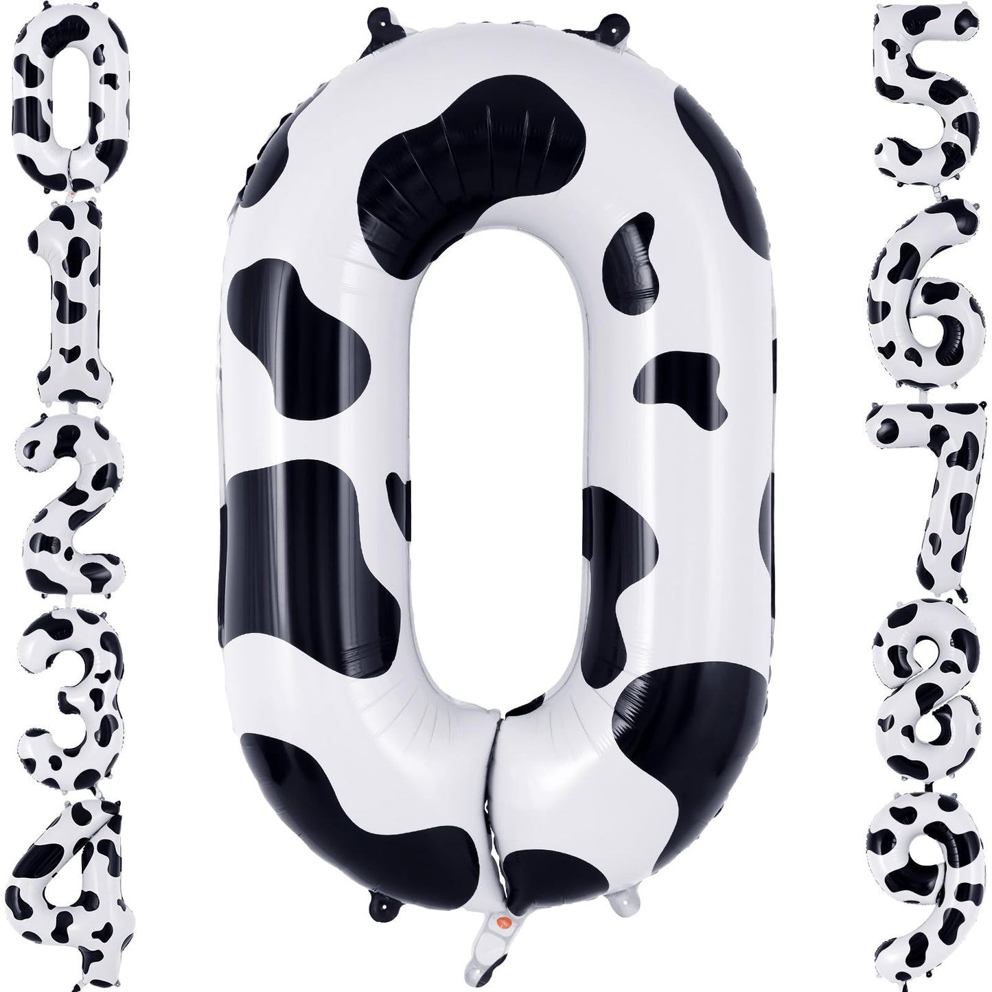 Cow Print Number 0 Balloon, Large 40 Inch Cow Number Birthday Balloons, Foil Mylar Number 0 Balloons For Birthday Party Decorati