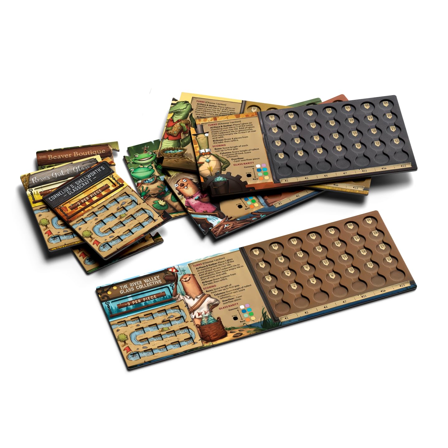 Allplay River Valley Glassworks Deluxe Board Game - Cozy Drafting Game for 1-5 Players - 10.8"x6.8" - Acrylic - GME-RVG