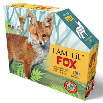 Madd Capp Puzzles Jr. - I Am Lil    Fox - 100 Pieces - Animal Shaped Jigsaw Puzzle