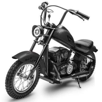 Hetoy Electric Motorcycle For Kids, 24V 250W Dirt Bike, Two Speed Max Up To 14Mph & 60 Minutes Continuous, W/Led Light, Leather