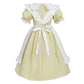 Ltakk Pioneer Dress Girls Colonial Costume Prairie Pilgrim Girl Dresses With Ruffled Pinafore, Olive Yellow, Xl, Age Over 4 Year