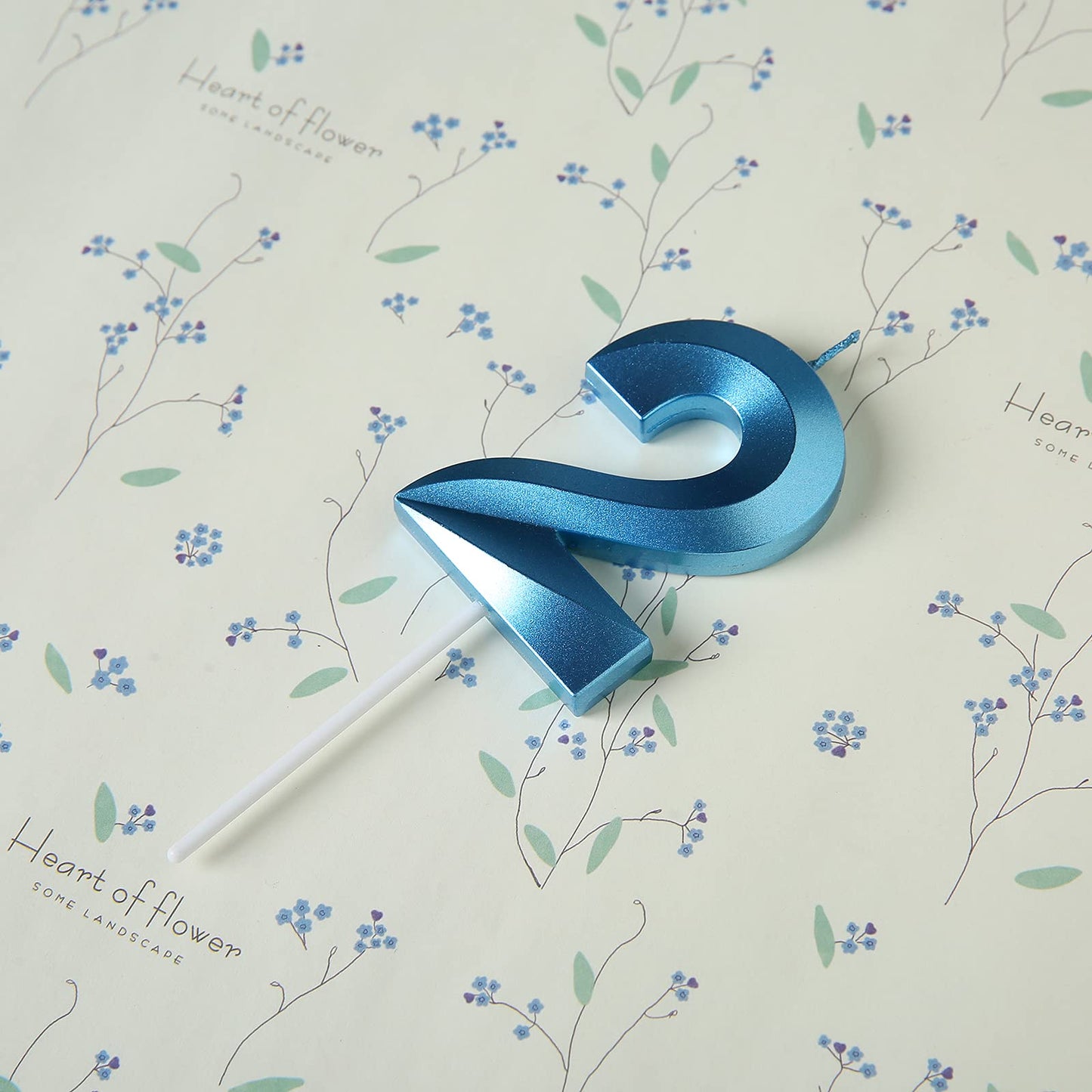 2.76 inch Blue 2 Birthday Candles,3D Number 2nd Cake Topper for Birthday Decorations No 21 22 23 24 25 26 27 28 29