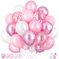 Paready Pink Balloons Set, 60 Pcs 12 Inch Pearl Pink Balloons Pink Metallic Macaron Pink Balloons, Pink Confetti Party Balloons