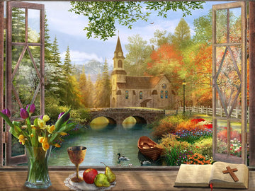 Vermont Christmas Company Autumn Church Jigsaw Puzzle 550 Piece