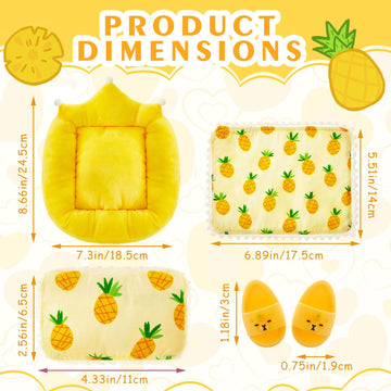 Skylety 4pcs Yellow Bedding Set for 17cm Doll Include Mattress Pillow Blanket and Slippers Accessories Bed House Furniture Heart