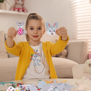 Fennoral 12 Pack Easter Craft Kit For Kids Make You Own Easter Bead Necklace Making Kit For Girls Boy Diy Easter Arts And Crafts