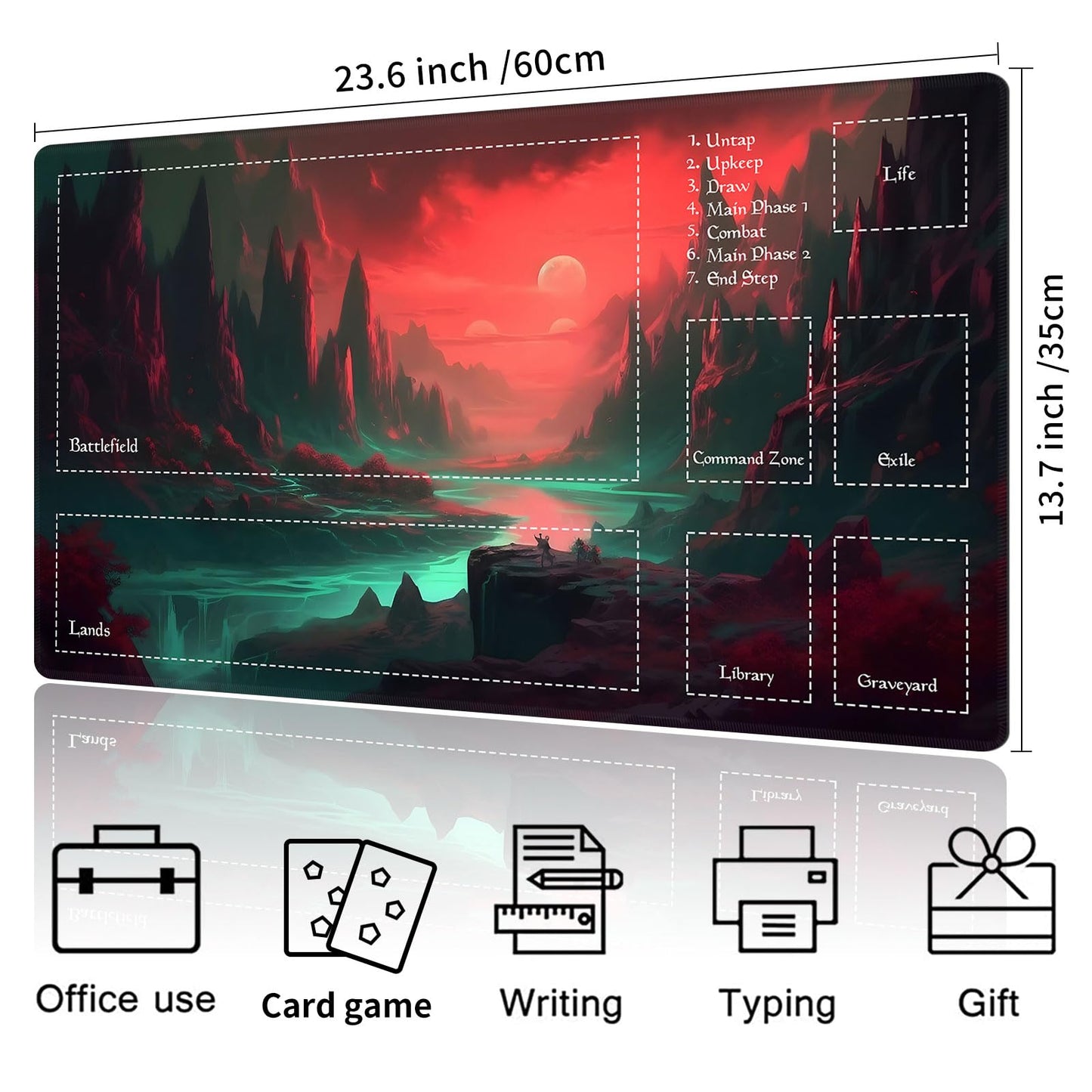 Playmat for MTG Magic Size 24x14 Inch Game Mats Tabletop Magic Play Mats enhanced Smooth Rubber Surface  Mousepad Compatible Qindaiwen for MTG RPG CCG Trading Card Game Play mats  Sunset