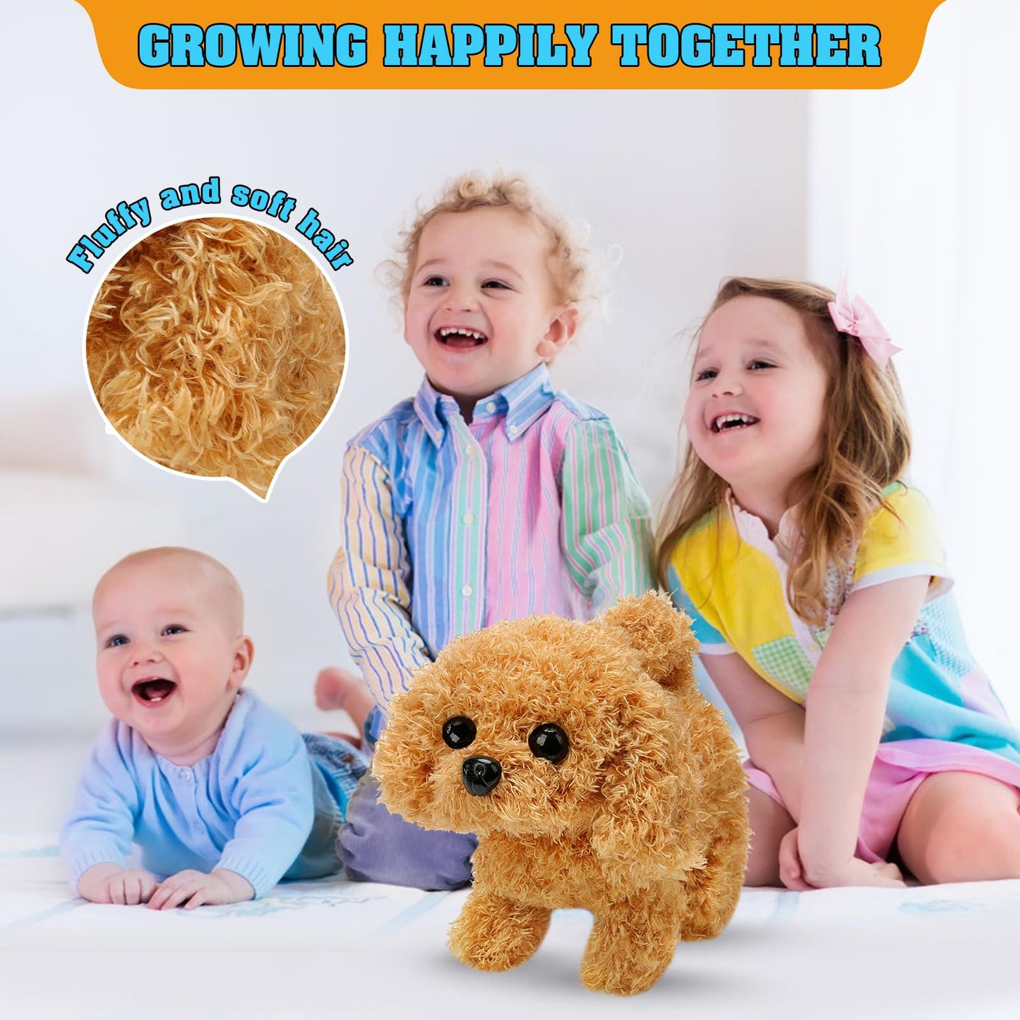 Ksabvaia Plush Teddy Toy Puppy Electronic Interactive Dog - Walking, Barking, Tail Wagging, Stretching Companion Animal For Kids Toddlers