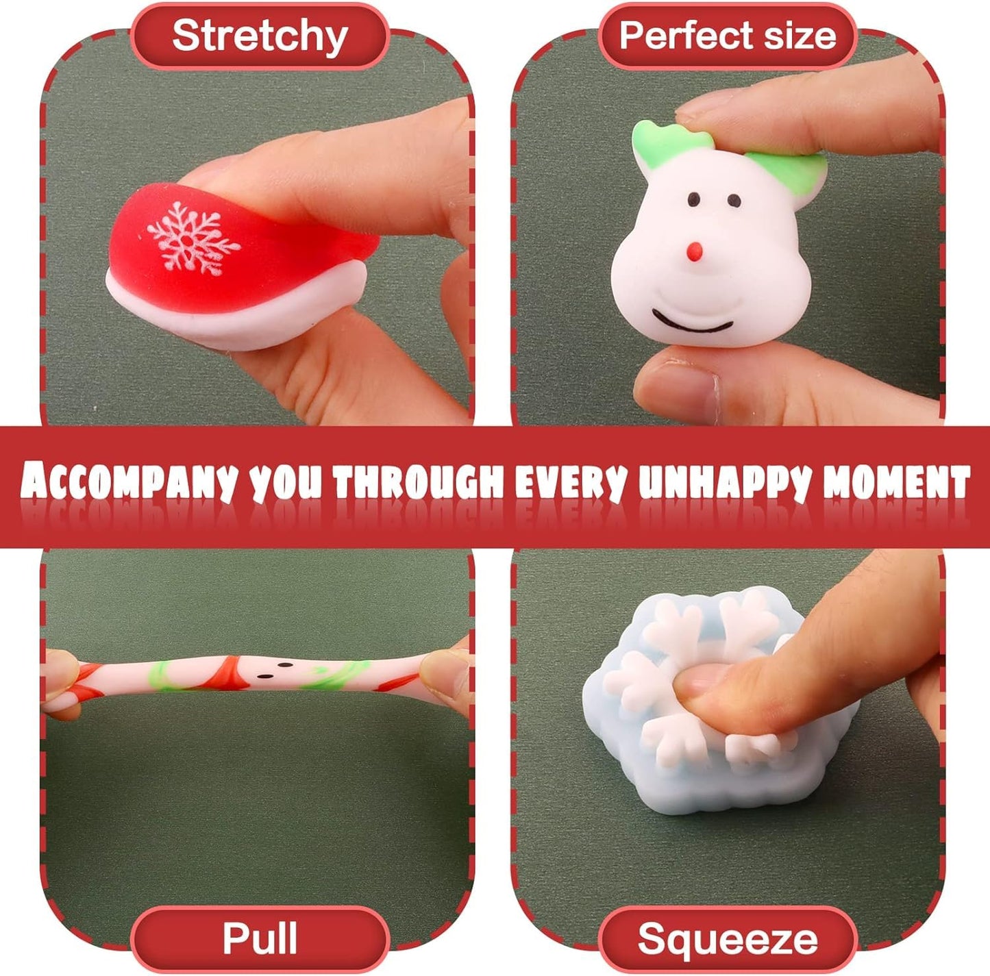 Jdsty 24Pcs Christmas Mochi Squishy Toys Christmas Toys Squishies For Kids Girls Boys Toddlers Christmas Party Favors Stocking S