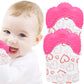 NEPAK Teething Mitten - Silicone Baby Glove Teether Toys for 3-6 Months, 2 Count, Pink, Sweet Heart Design