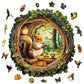 Wooden Puzzles for Adults - Squirrel in The Cave, Flat Puzzle with 3D Visual Effect, Unique Shape Wood Puzzles Adult, Good Gift 