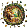 Wooden Puzzles for mature-themeds - Squirrel in The Cave  Flat Puzzle with 3D Visual Effect  Unique Shape Wood Puzzles mature-themed  Good Gift Idea for Friend and Family (L-13.4 * 13.1in-300 Pieces)