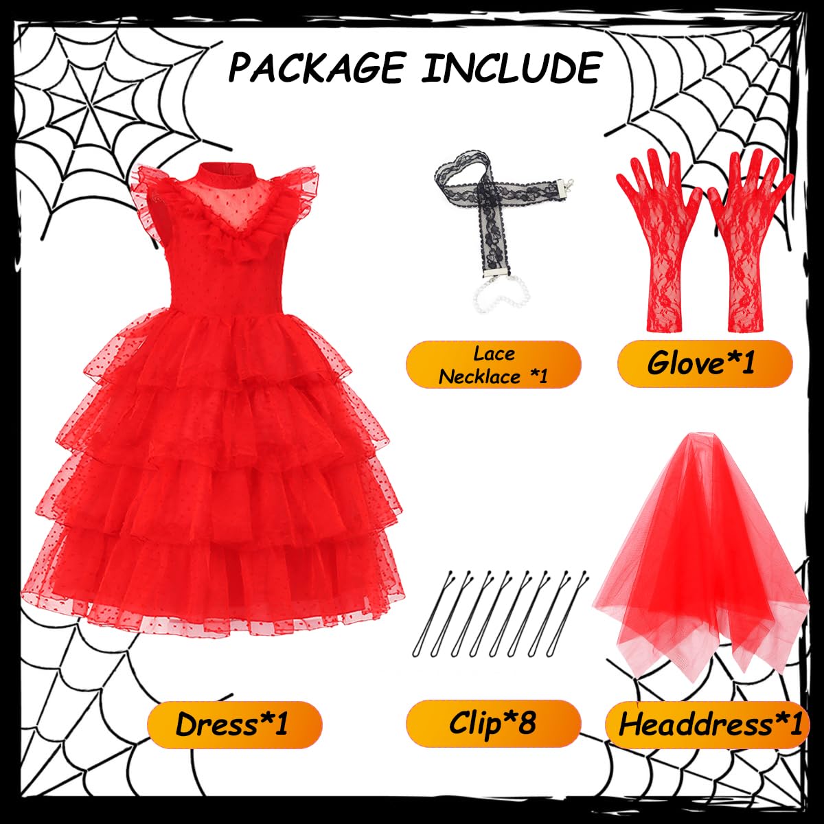 Ibq Costume Girls Red Wedding Dress Kids Halloween Bettle Bride Costume Toddler Horror Comedy Character Cosplay Outfit With Veil