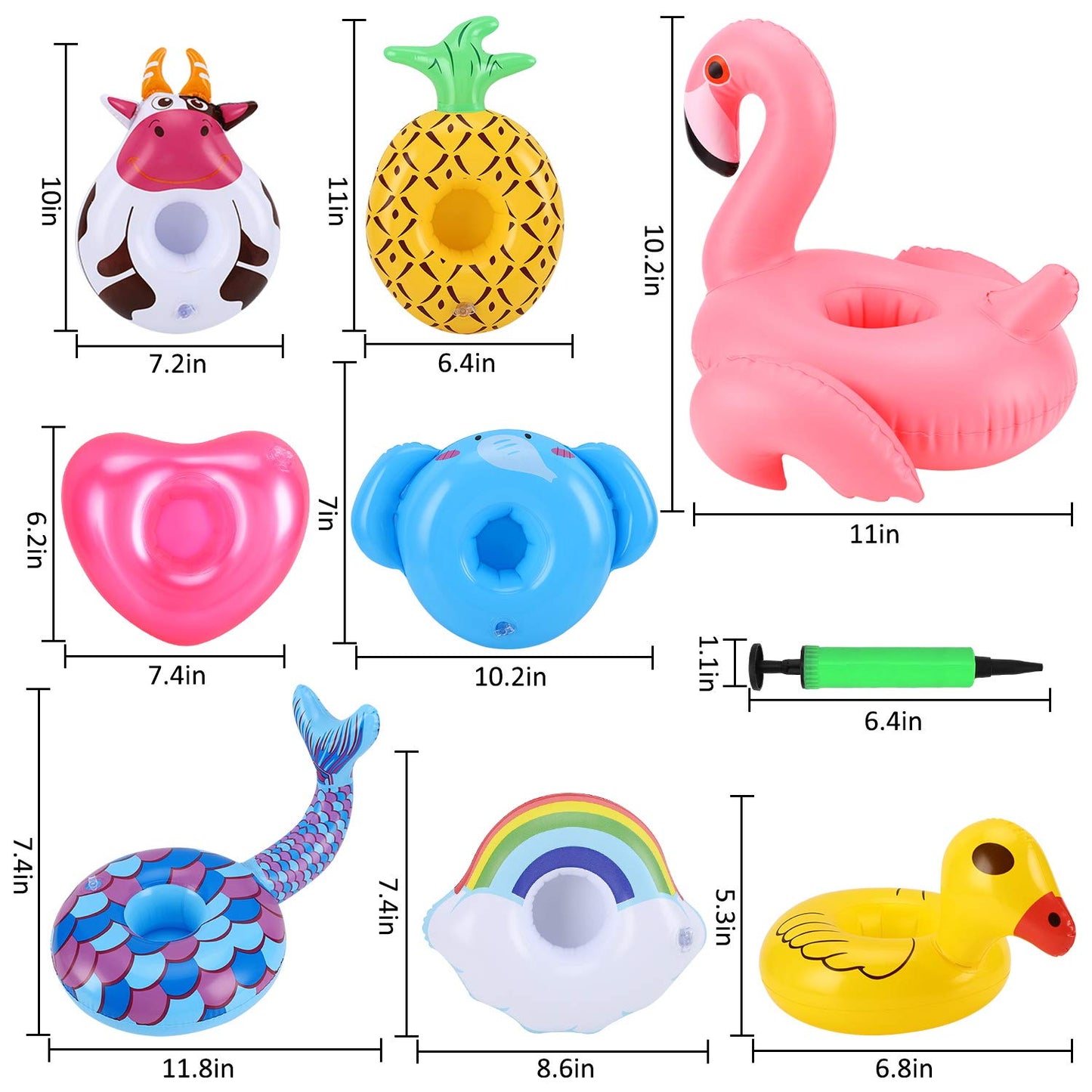 Green Vivid Inflatable Drink Holder 17 Pack,With Bigger Pink Moltres Inside,Pool Drink Holder Floats For Parties And Kids Water Fun Toys,Drink Floats For Pool