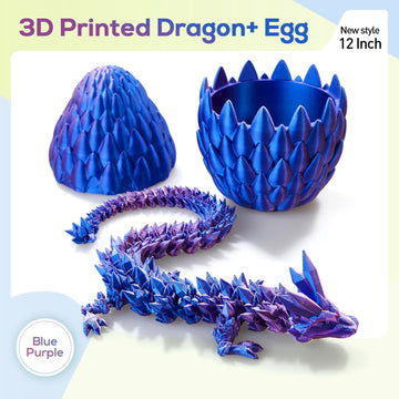 3D Printed Dragon,Dragon Eggs With Dragon Inside,Dragon Egg Toy,12'' Full Articulated Crystal 3D Dragon For Children'S Day Gift