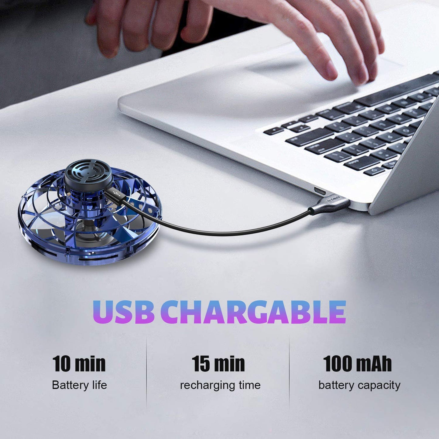 Gesundhome Hand Operated Mini Drones, Fidget Flying Spinner With Lights, Ufo Drone Flying Toys, Cool Stuff Gadgets Christmas Bir