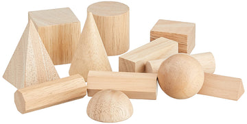 Learning Resources Geometric Solids, Wooden Shapes, Set Of 12 Geometric Shapes, Ages 6+, Multi-Color