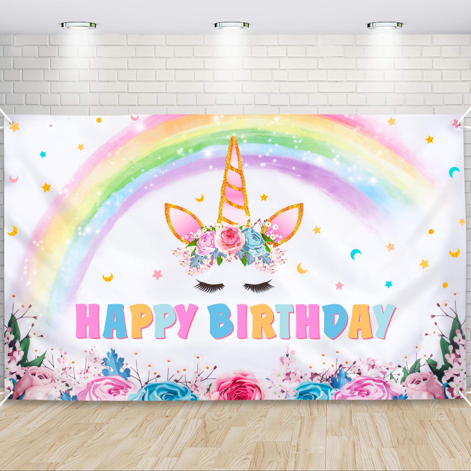 Wernnsai Unicorn Backdrop 73'' X 43'' - Rainbow Unicorn Party Decorations For Girls Baby Shower Unicorn Theme Birthday Party Supplies Large Photography Background Wall Banner Room Decor