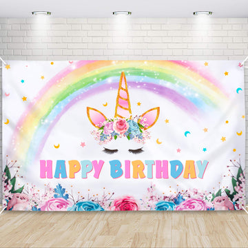 Wernnsai Unicorn Backdrop 73'' X 43'' - Rainbow Unicorn Party Decorations For Girls Baby Shower Unicorn Theme Birthday Party Supplies Large Photography Background Wall Banner Room Decor