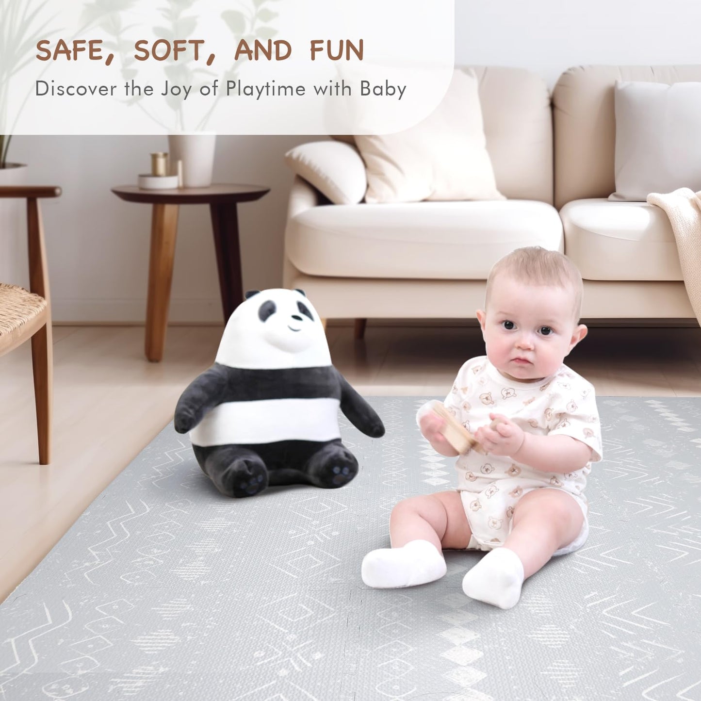 Extra Large Baby Play Mat - 4Ft X 6Ft Non-Toxic Foam Puzzle Floor Mat For Kids & Toddlers (Persia Handmade Pattern, Blue And Whi