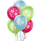 Amscan Hibiscus Fiesta Latex Balloons - 12' (Pack Of 15) - Assorted Yellow, Pink, Blue & Green Colors - Perfect For Tropical Party Decorations, Birthday & Events