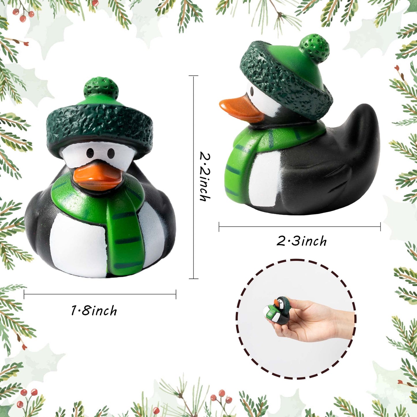 Haooryx Winter Rubber Duckies Toys - 20Pcs Fancy Novelty Christmas Snowman Elk Navy Christmas Ducky Decor for Kids Birthday Gift