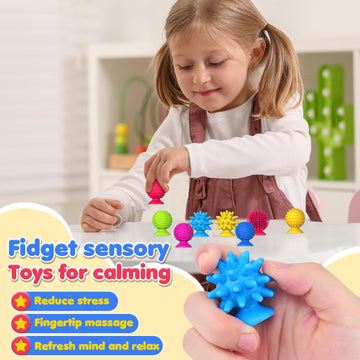 Sensory Fidget Toys Kids Adults: 16 Pack Textured Suction Toys For Autism Kids Calming - Quiet Anxiety Fidgets For Classroom - Bulk Fidgets For Classroom Prize - Easter Basket Stuffers Egg Fillers