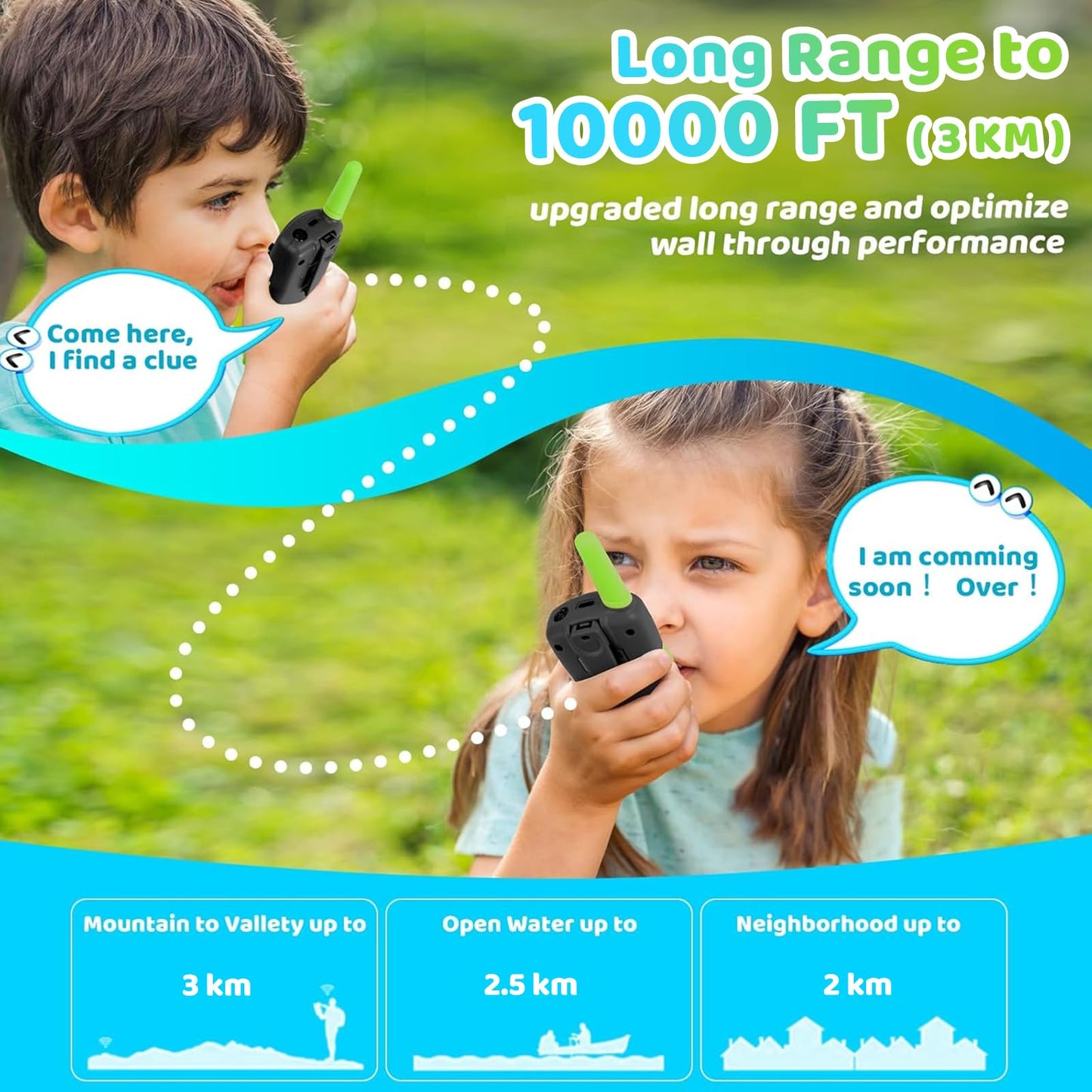 Vvinca Walkie Talkies For Kids, Rechargeable Toys For Ages 3 4 5-7 8-12 Year Old Boys Girls With Flashlight 22Ch 2 Way Radio, 3