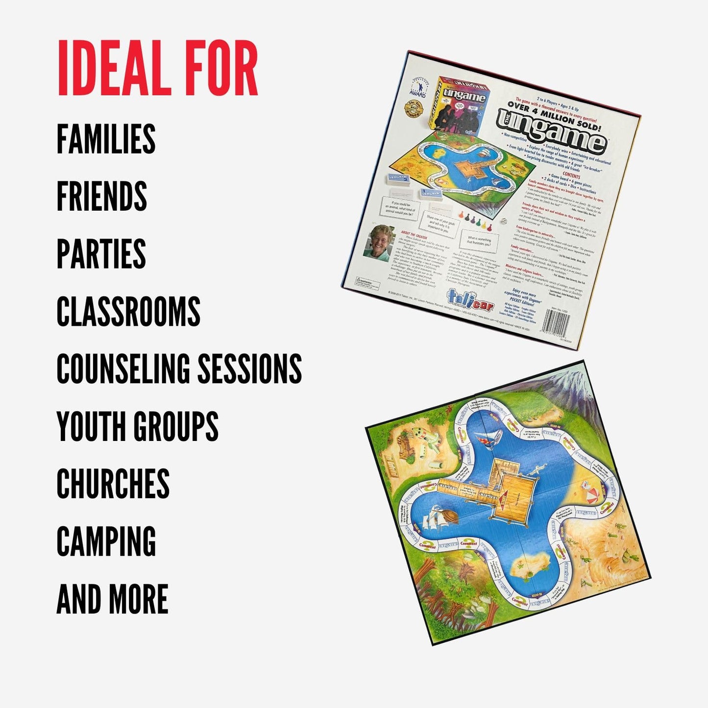 The Ungame - Non-competitive Communication Game - Encourages Emotional Connection  Communication  and Listening - For Families  Couples  and Groups - Great for Therapists  Teachers  and Counselors