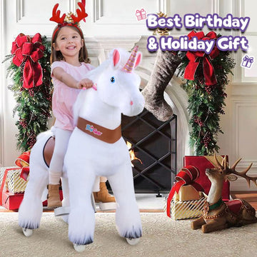 Ponycycle Unicorn Ride On Pony Toys For Kids Riding Unicorn Ride On Animals Classic Model U (With Brake/ 36'' Height/Size 4 For