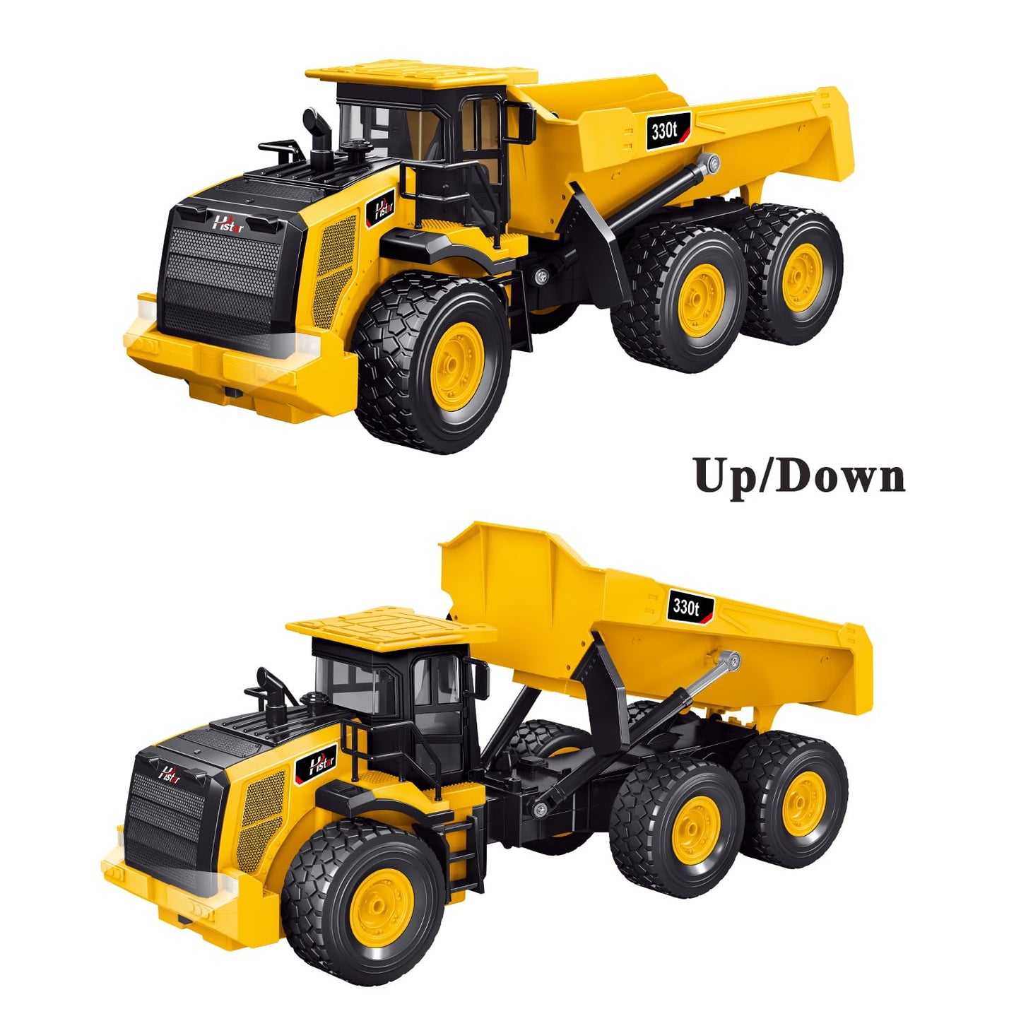 Leopmase RC Dump Truck, Remote Control Dump Truck 11 Channel with Lights/Sounds/2 Batteries for Adults, RC Construction Vehicles