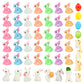 Haptime 50 Mini Resin Animals Tiny Easter Bunny Figures To Hide - Mini Bulk Animal Figurines For Easter Decorations Egg Fillers 