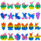 24 Pack Easter Mini Pop Fidget it Toys,Easter Basket Stuffers Eggs Bunny Mini Pop Keychain Packs,Easter Baskets for Kids Toddler