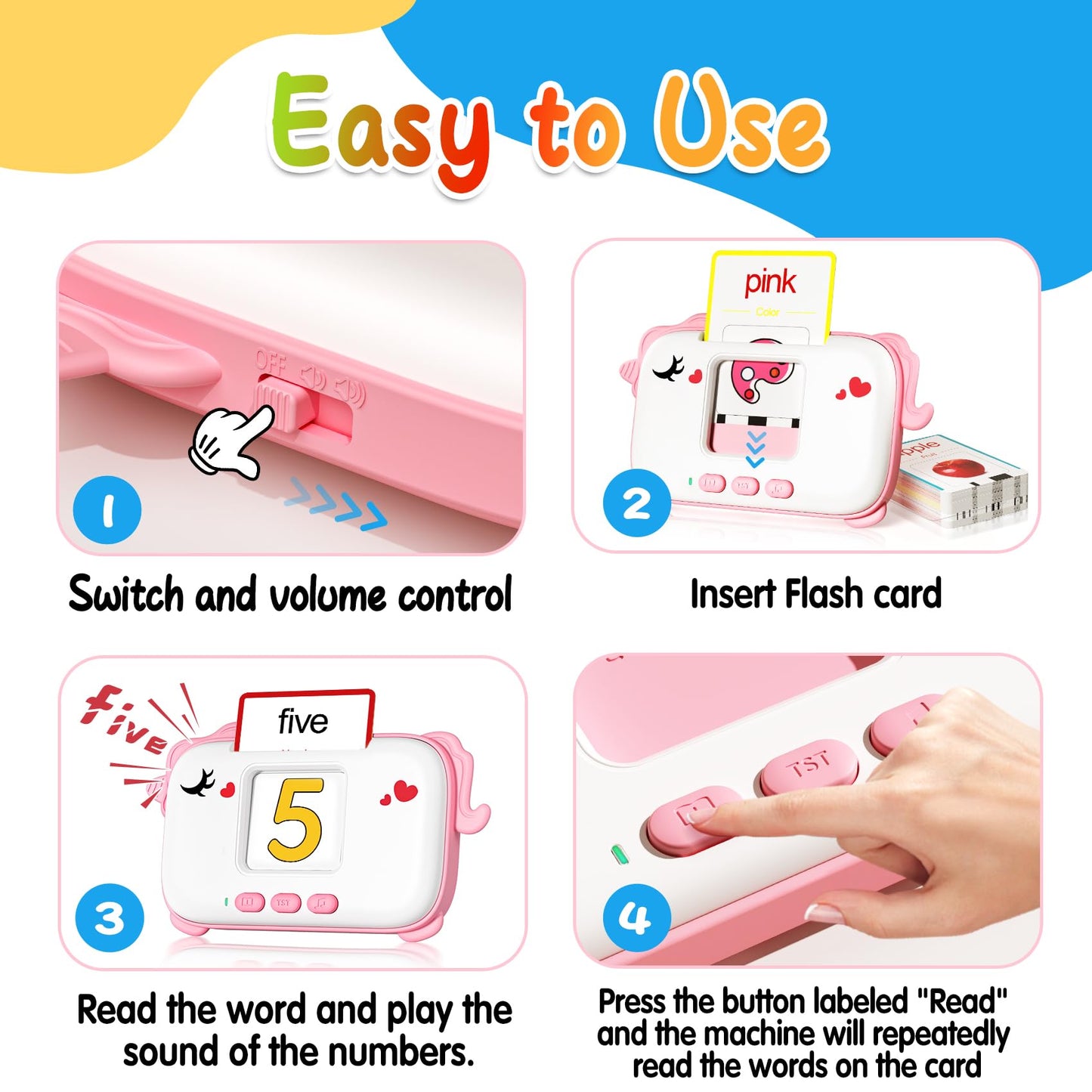 Hopeeye Talking Flash Cards For Toddlers 1-3 2-4, Learning Toys For 1-6 Year Old Boys And Girls, Autism Pocket Speech Therapy, E