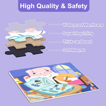 Astaron Magnetic Puzzles For Toddlers, 12-16-25 Pieces Hairdresser/Doctor/Chef Learning Magnet Puzzles For Road Trip, Educational Travel Toys Car Plane Activities For Kids, Kids Birthday Gifts