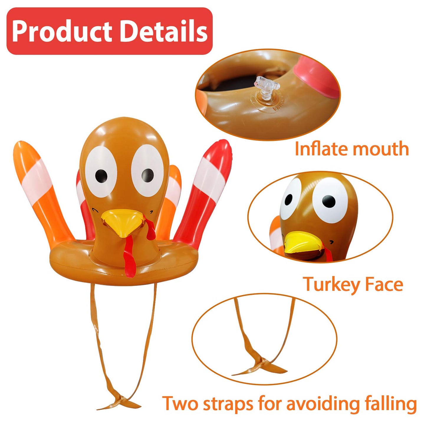 2 Pack Thanksgiving Ring Toss Games Toys for Kids Thanksgiving Inflatable Turkey Hats Toss Games Thanksgiving Family School Part