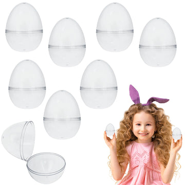 Chochkees Fillable Transparent Easter Eggs with Hinge Bulk Colorful Bright Plastic Easter Eggs, Perfect for Easter Egg Hunt, Sur