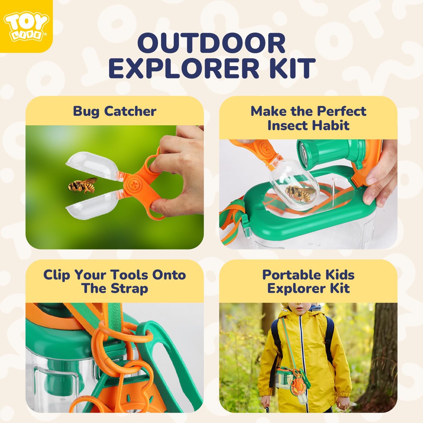 TOY Life Bug Catching Kit for Kids, Multi-color Outdoor Explorer Set with Net, Magnifying Glass, Insect Habitat, Model SM419338