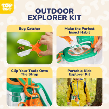 TOY Life Bug Catching Kit for Kids, Multi-color Outdoor Explorer Set with Net, Magnifying Glass, Insect Habitat, Model SM419338