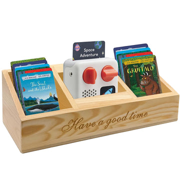 Secoat Wooden Holder Compatible With Yoto Mini Player (2024 Edition) And Yoto Cards,Wood Storage Box With 3 Compartments For Dis