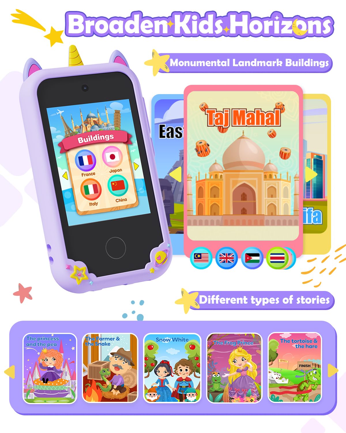 Kids Phone Toys For Girls Ages 5-7, Christmas Birthday Gifts For 5 6 7 8 Year Old Girls, Hd Dual Camera Kids Smart Phone For Tod