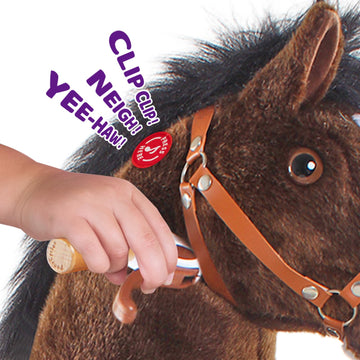 Ponycycle Horse Ride On Toy For Toddlers Boy Toys Classic Model U (With Brake/ 30' Height/Size 3 For Age 3-5) Giddy Up Riding Horse Rocking Horse Rides Chocolate Brown Ux321