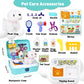 Pet Care Play Set for Kids, 16Pcs Doctor Kit Pretend Play Vet Dog Grooming & Feeding Toys with Backpack, Educational Toys for Gi
