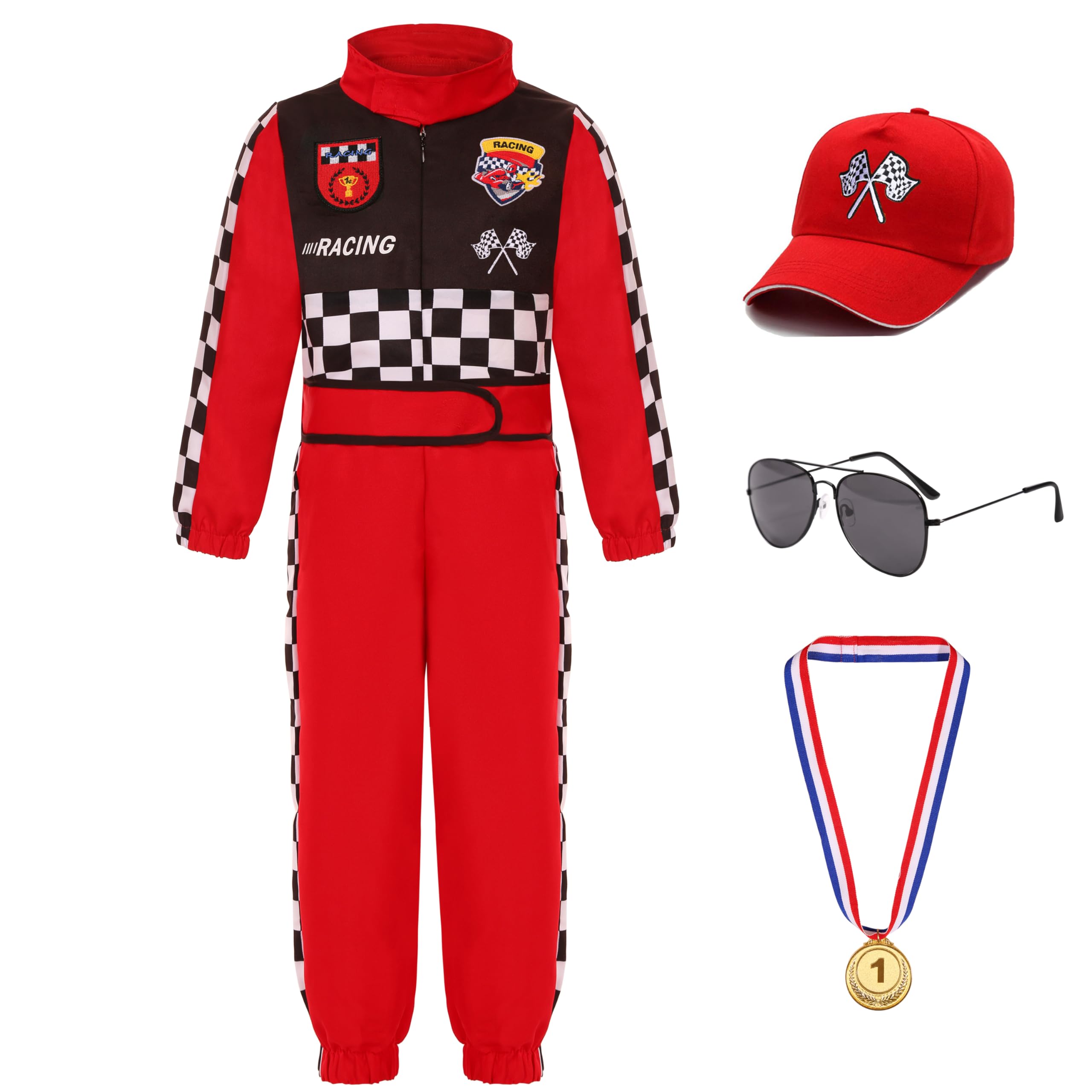 Simplecc Race Car Driver Costume For Boys Racer Jumpsuit With Car Cap ...