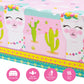 WERNNSAI Llama Table Cover - 2 PCS 54    x 108    Party Disposable Plastic Tablecloth, Alpaca Lama Party Supplies for Kid Girl P