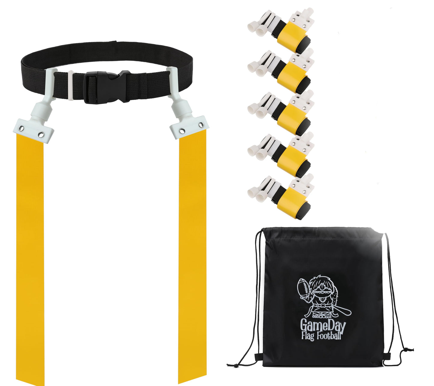Gameday 6 Player Pop Flag Football Set-Complete W/Flags, Belts And Carry Backpack (Yellow)